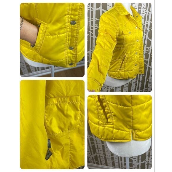 Tommy Jeans Vintage Y2K (2000) Yellow Satin Quilted Shacket sz XS - Picture 2 of 7